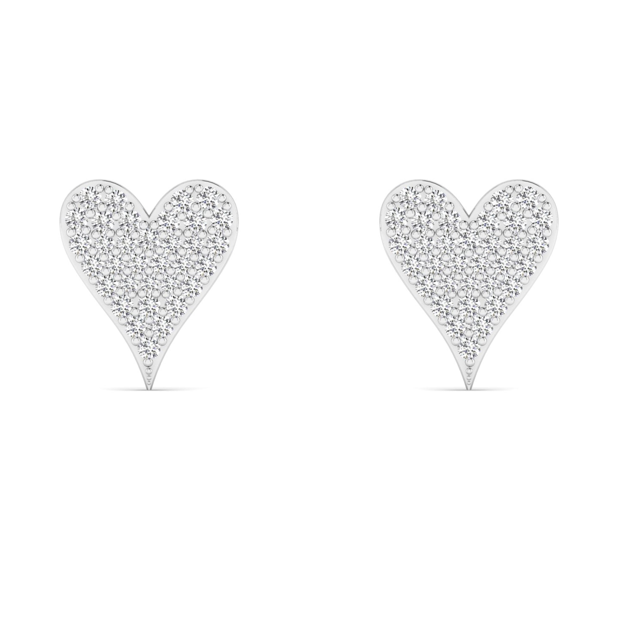 Large Pavé Heart Diamond Stud Earrings