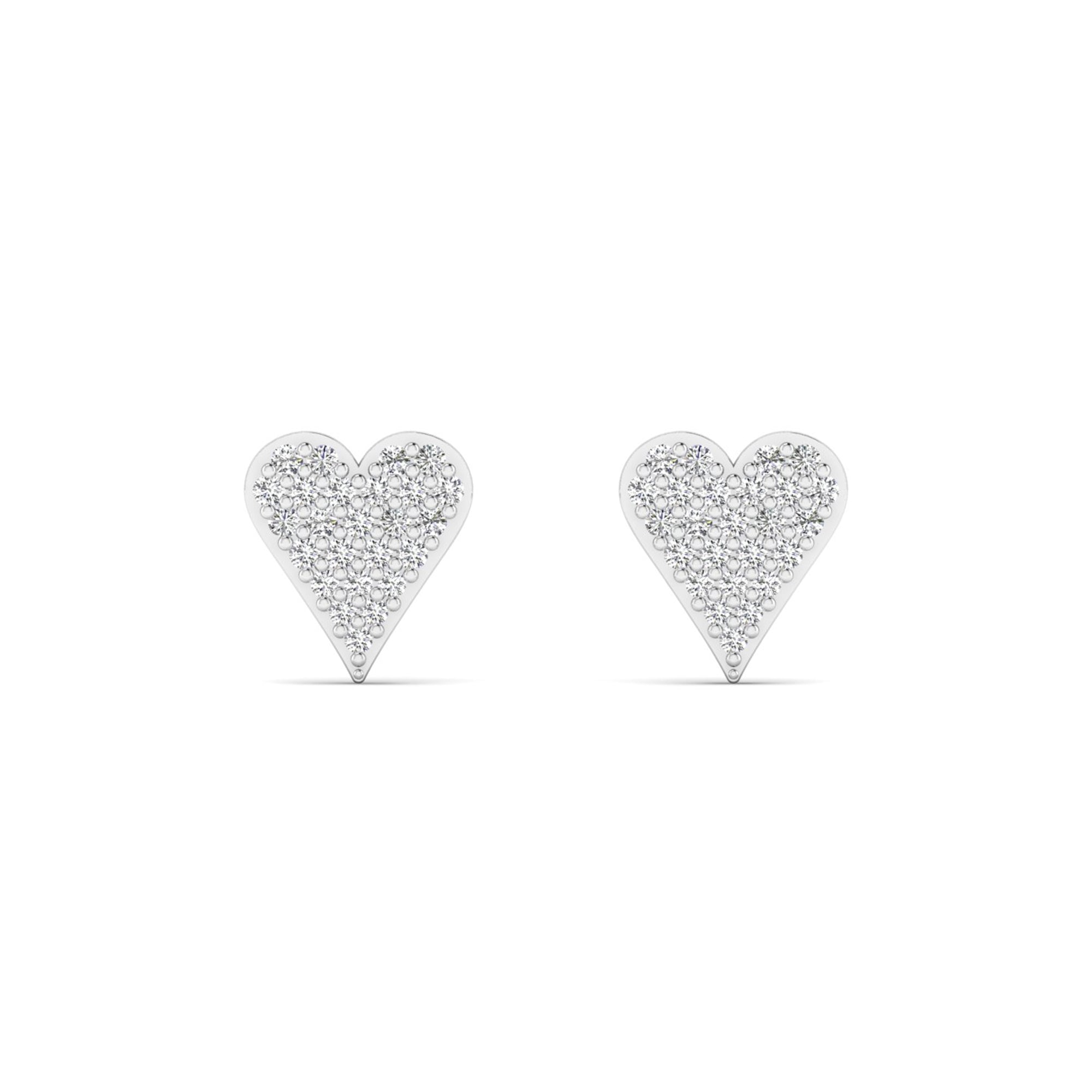 Small Pavé Heart Diamond Stud Earrings