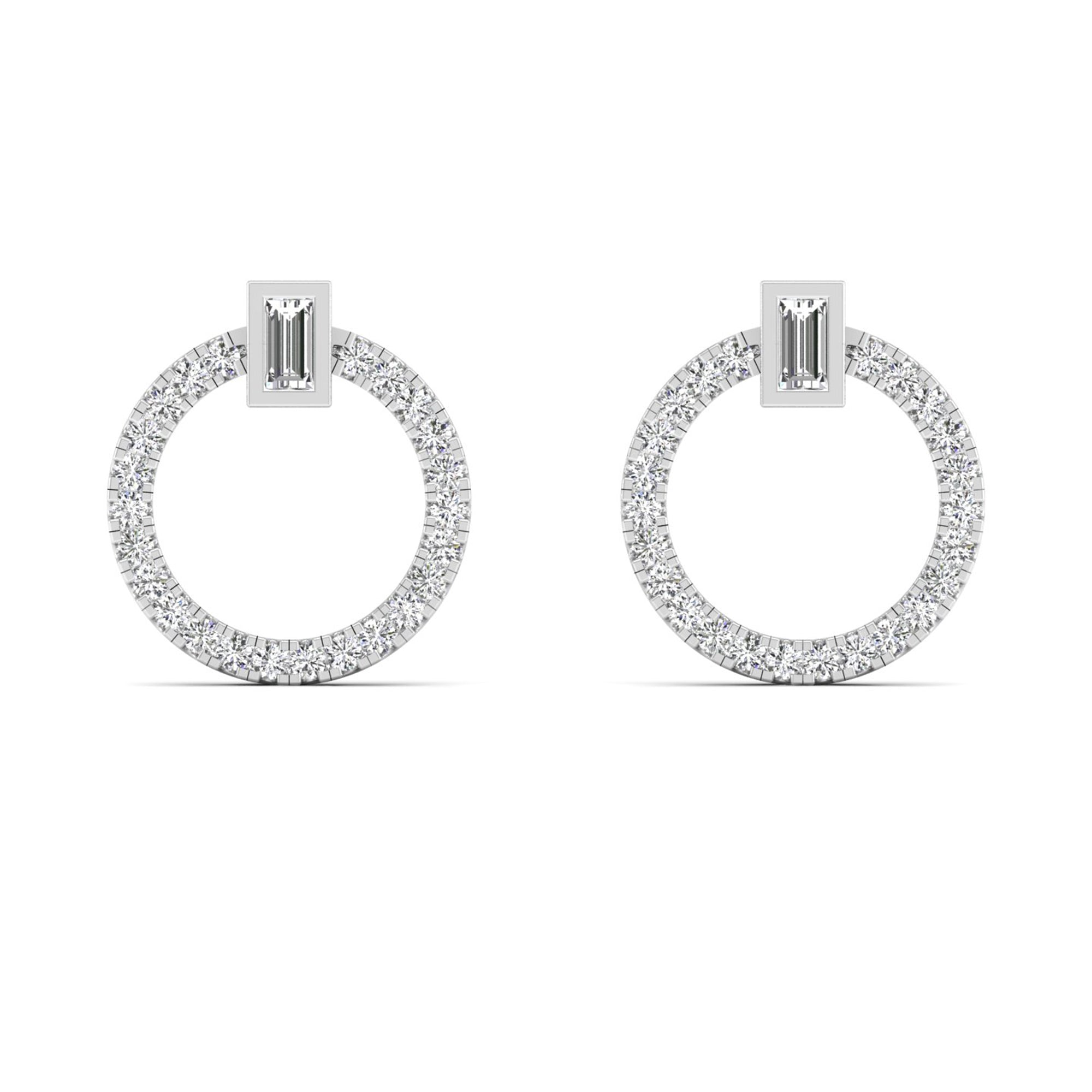 Circle Diamond Stud Earrings