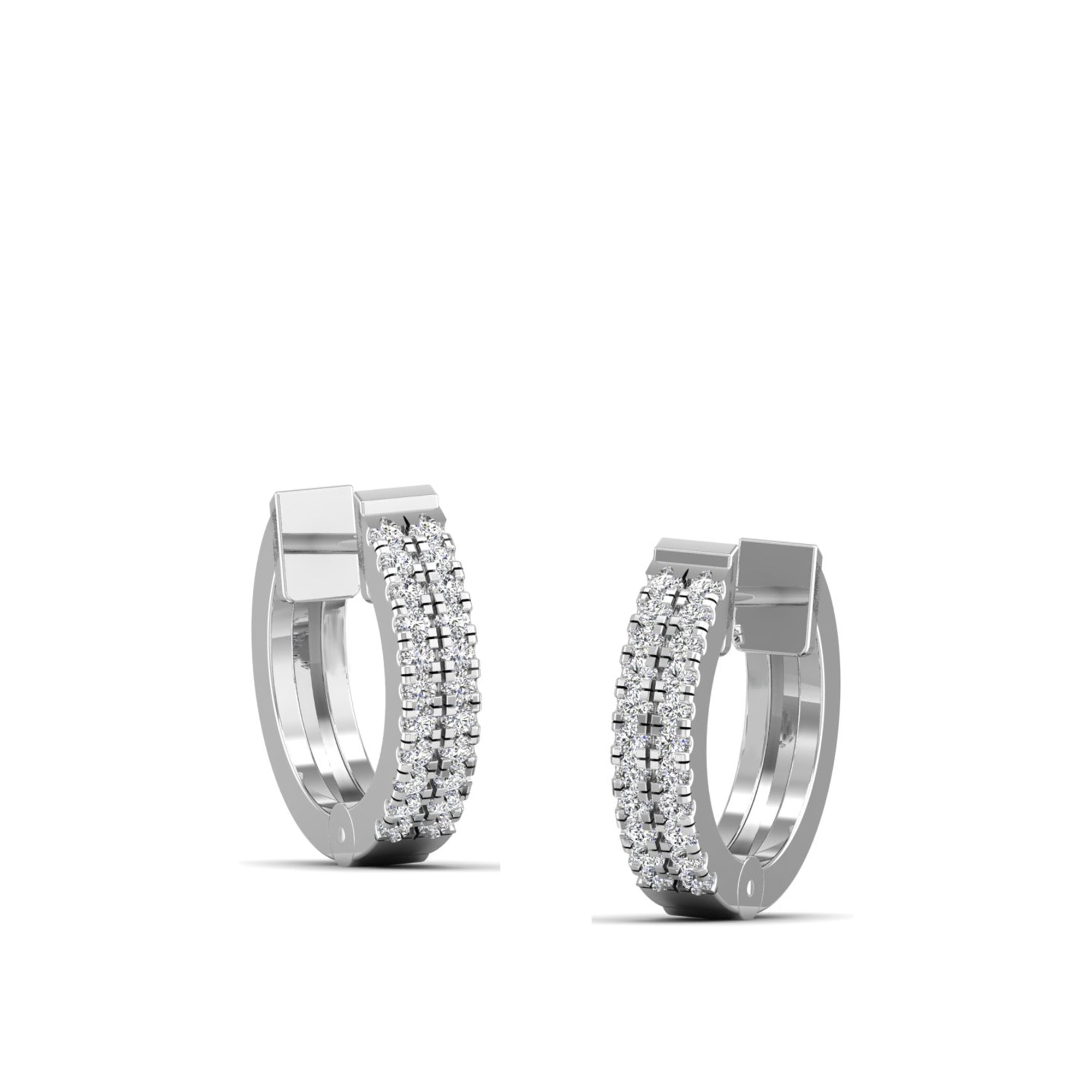 Double Row Diamond Huggie Earrings