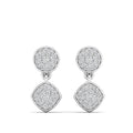 Round and Square Diamond Drop Earrings