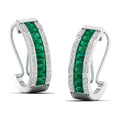 Baguette Emerald and Cluster Diamond Hoop Earrings