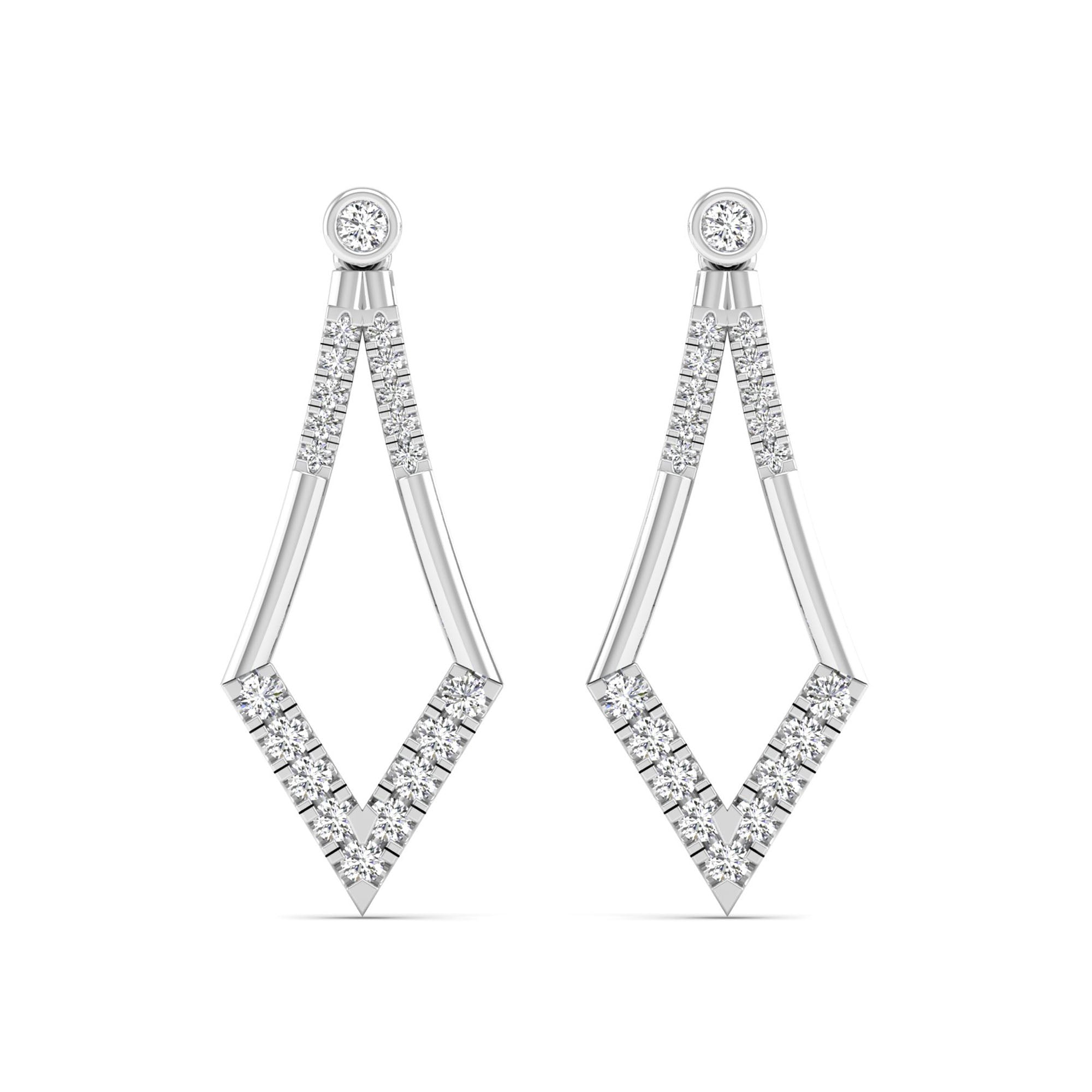 Kite-Shaped Bezel Diamond Earrings
