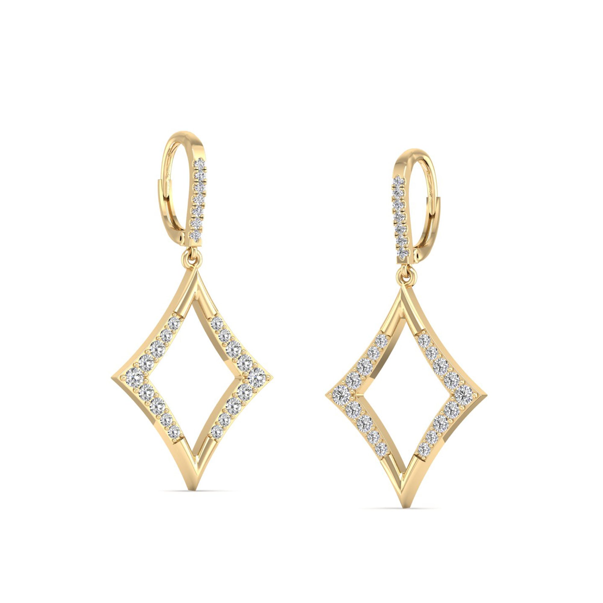 Kite-Shaped Drop Diamond Dangle Earrings