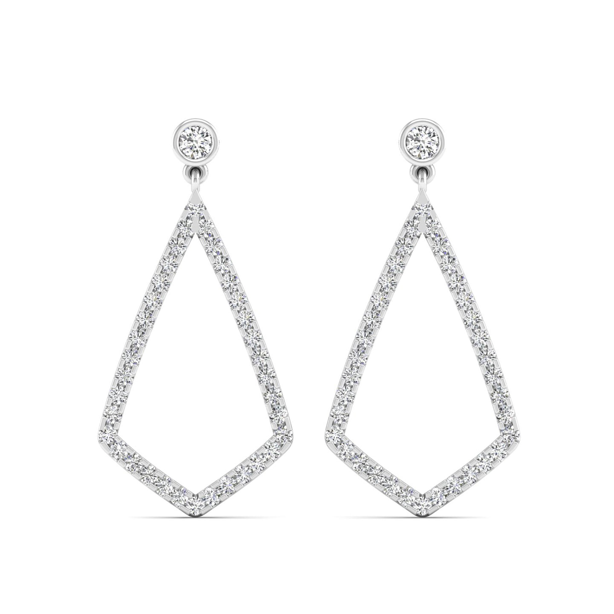 Bezel Kite Drop Diamond Earrings