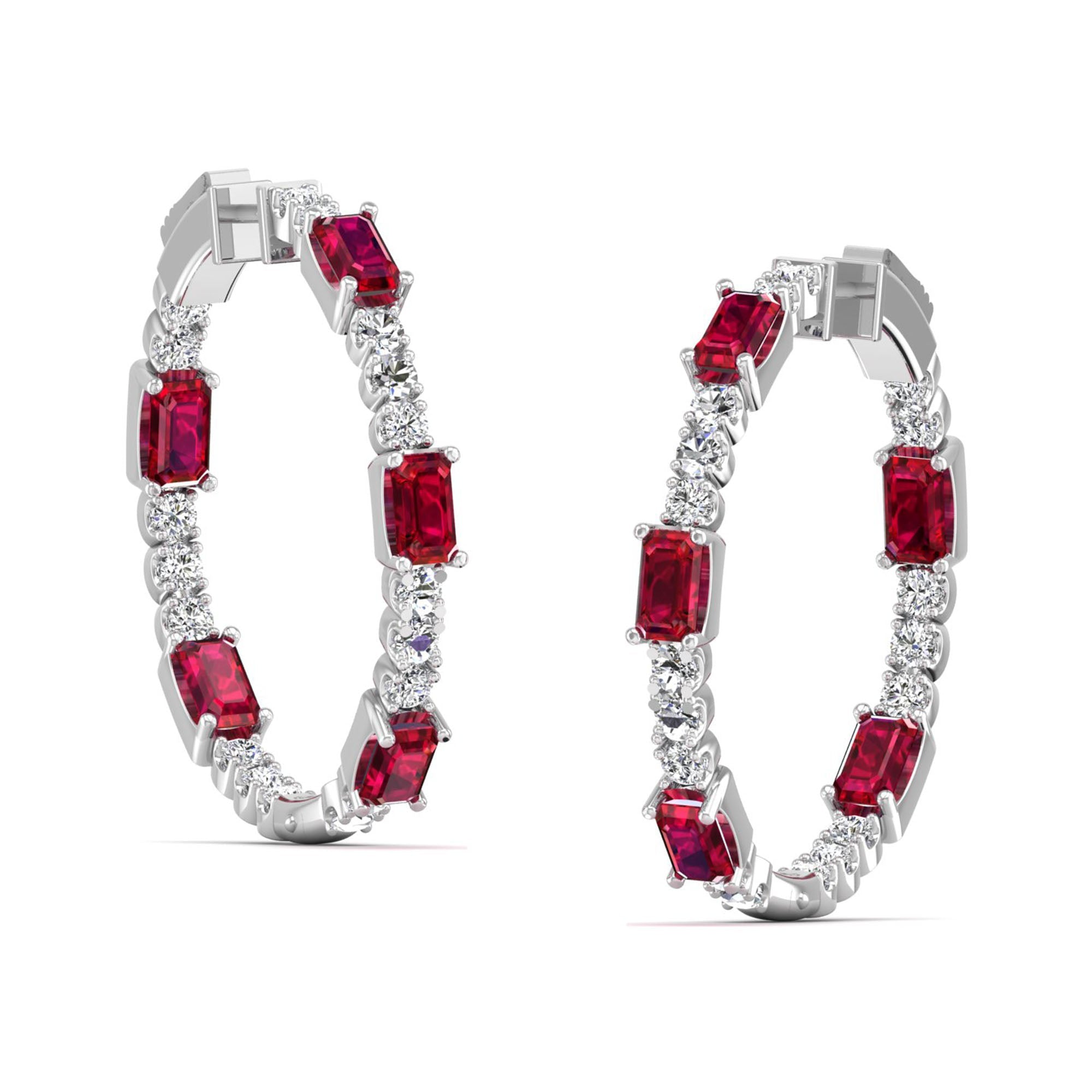 Olivia Ruby and Diamond Inside-Out Hoops