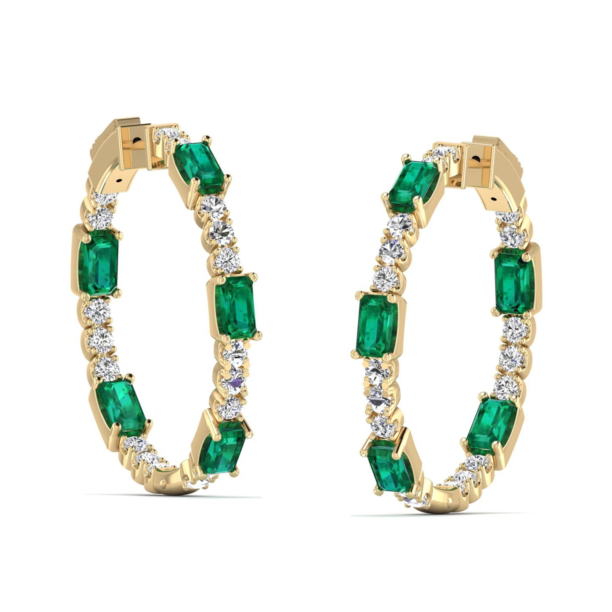 Olivia Emerald and Diamond Inside-Out Hoops