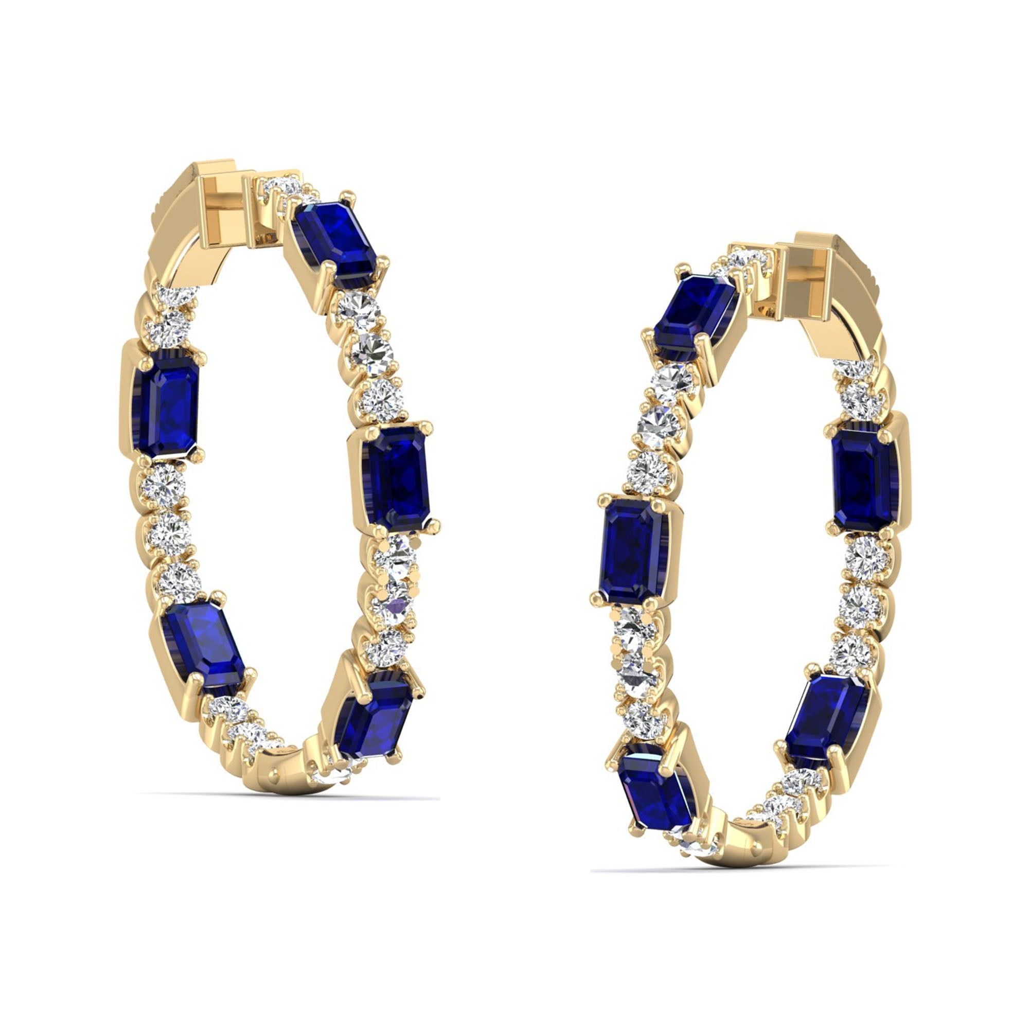 Olivia Sapphire and Diamond Inside-Out Hoops