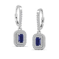 Tanzanite and Double Halo Diamond Drop Earrings