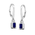 Bezel Sapphire and Diamond Dangle Drop Earrings