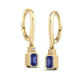 Bezel Tanzanite and Diamond Dangle Drop Earrings