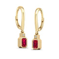 Bezel Ruby and Diamond Dangle Drop Earrings