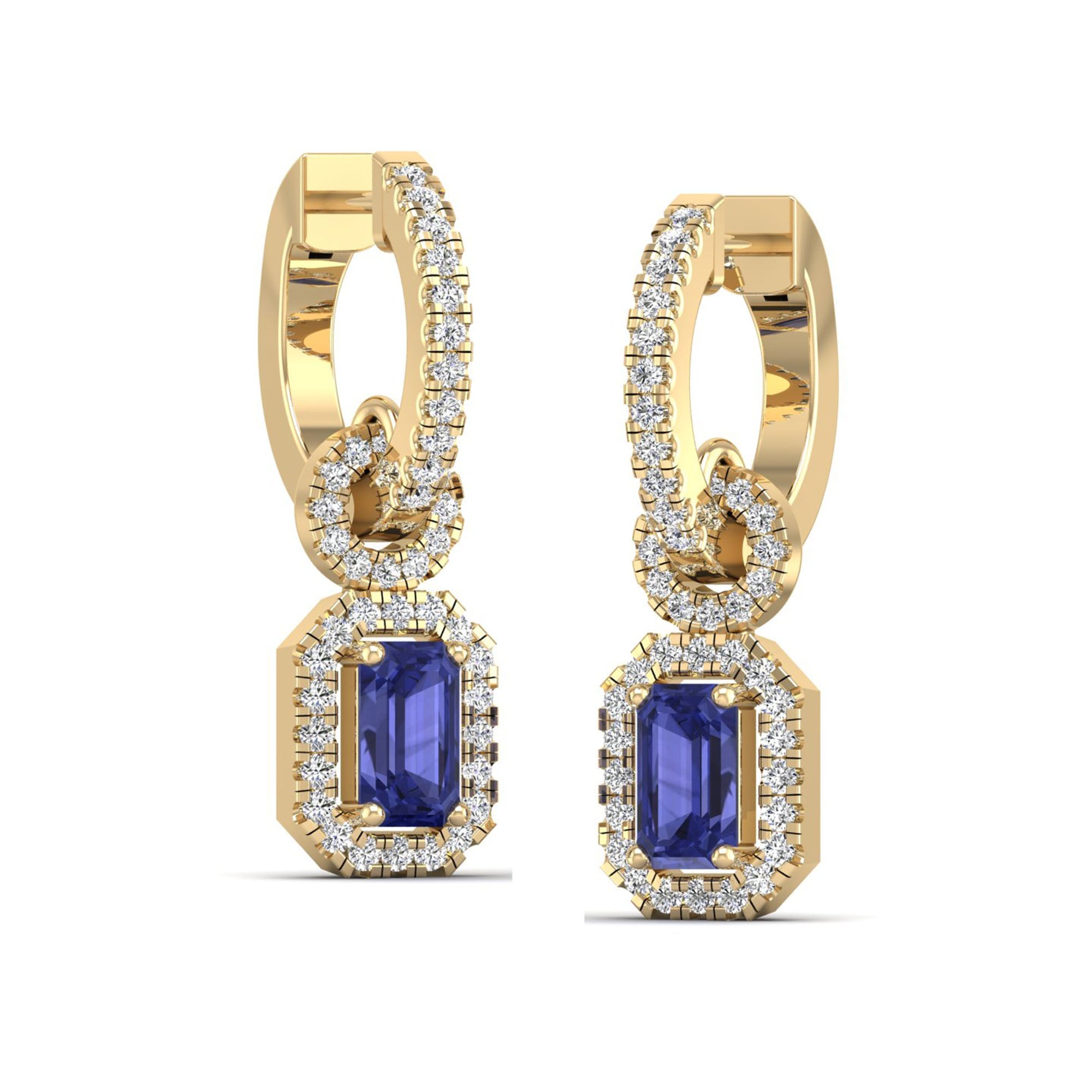 Tanzanite and Halo Diamond Dangle Earrings