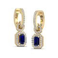 Sapphire and Halo Diamond Dangle Earrings
