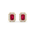 Halo Ruby and Diamond Classic Stud Earrings