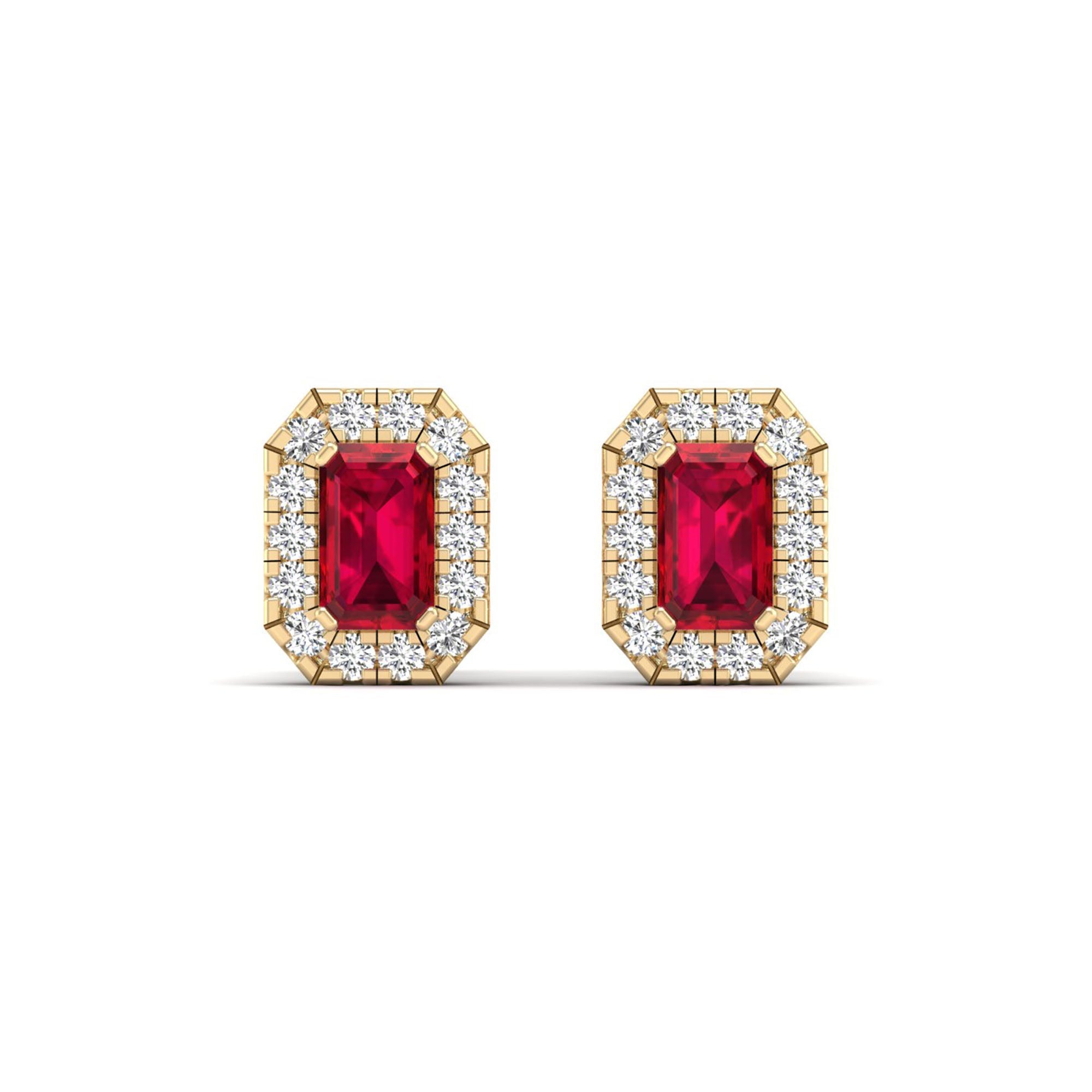 Halo Ruby and Diamond Classic Stud Earrings