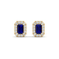 Halo Sapphire and Diamond Classic Stud Earrings