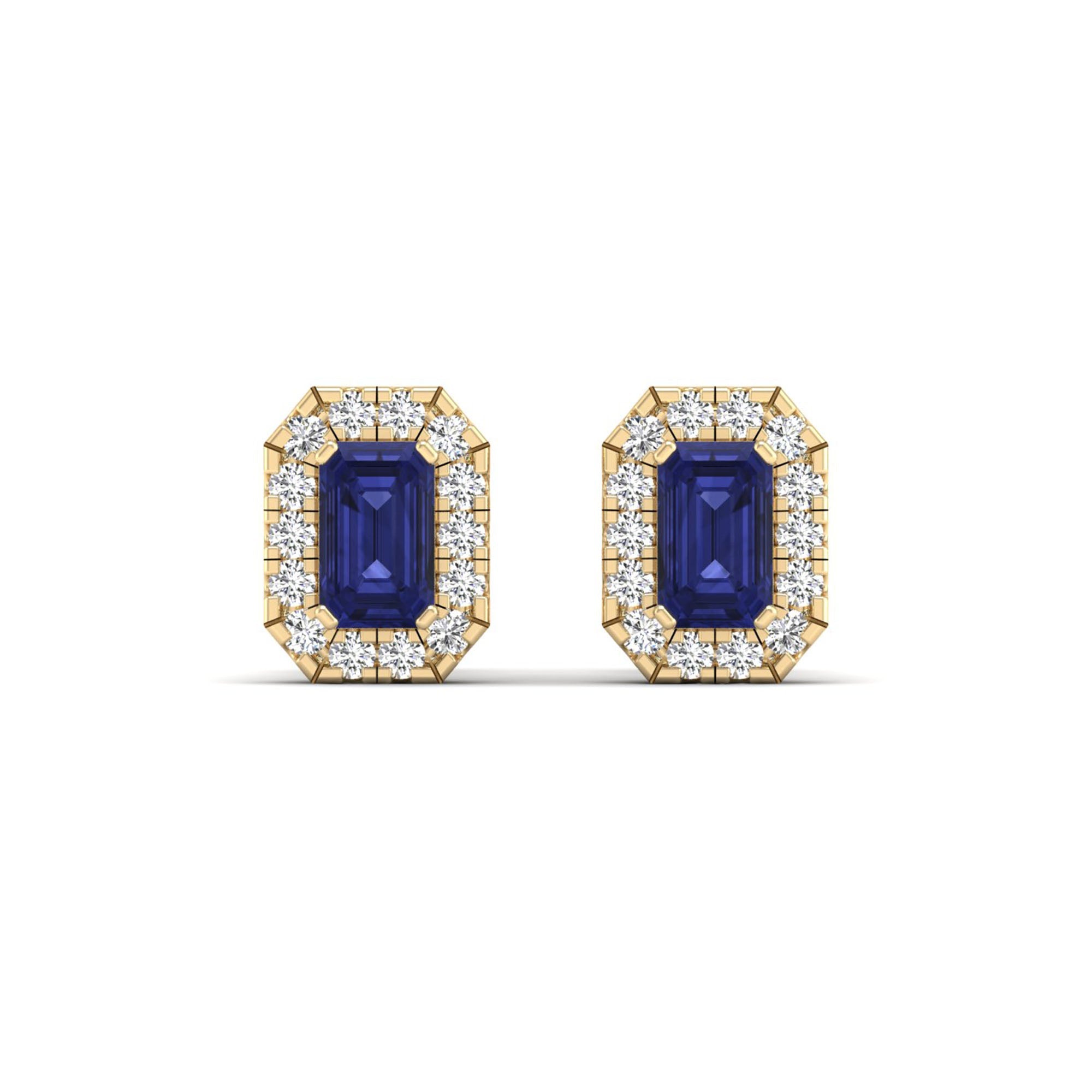 Halo Tanzanite and Diamond Classic Stud Earrings