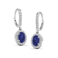 Halo Oval Tanzanite and Diamond Dangle Earrings