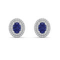 Double Halo Oval Tanzanite and Diamond Studs Earrings