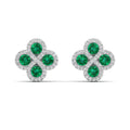 Clover Emerald and Diamond Stud Earrings