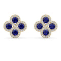 Clover Sapphire and Diamond Stud Earrings