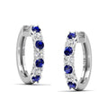 Alternating Prong Set Sapphire and Diamond Hoops