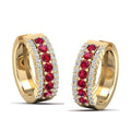 Triple Row Ruby and Diamond Hoops