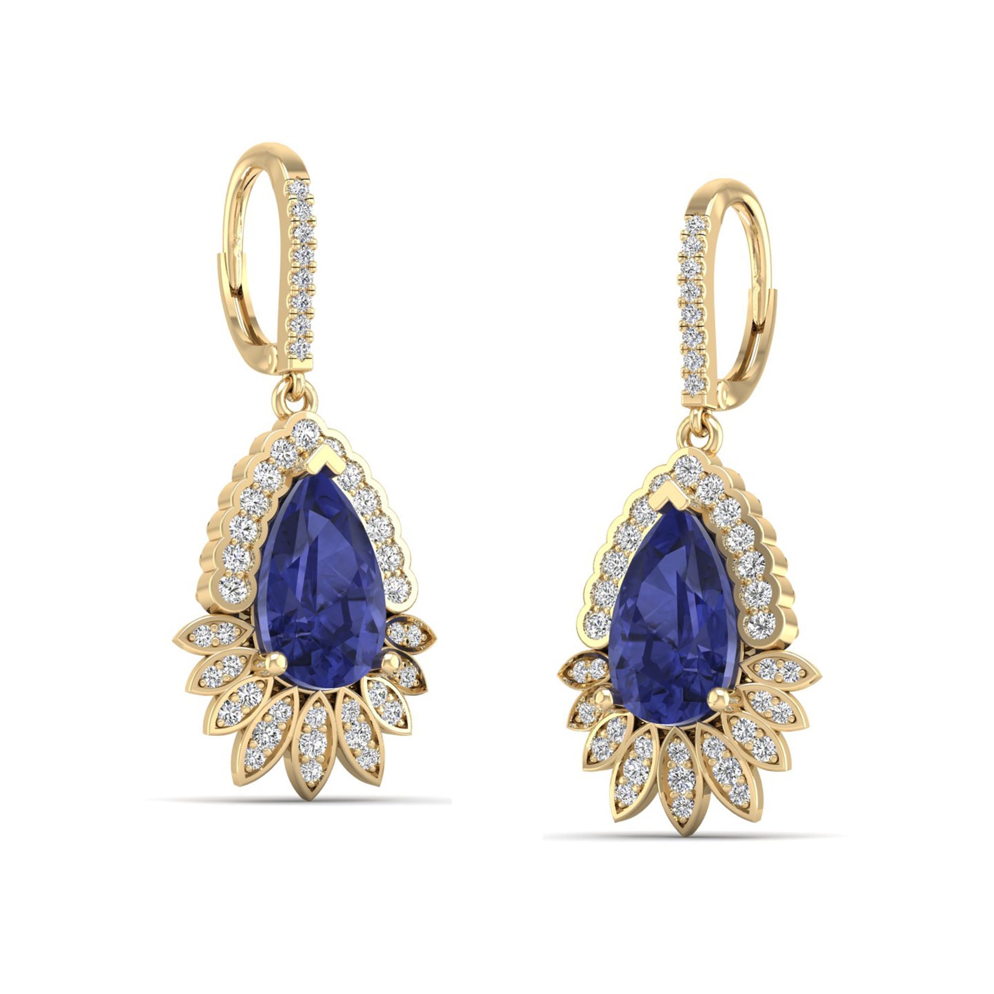 Pear Tanzanite and Infinity Diamond Dangle Earrings