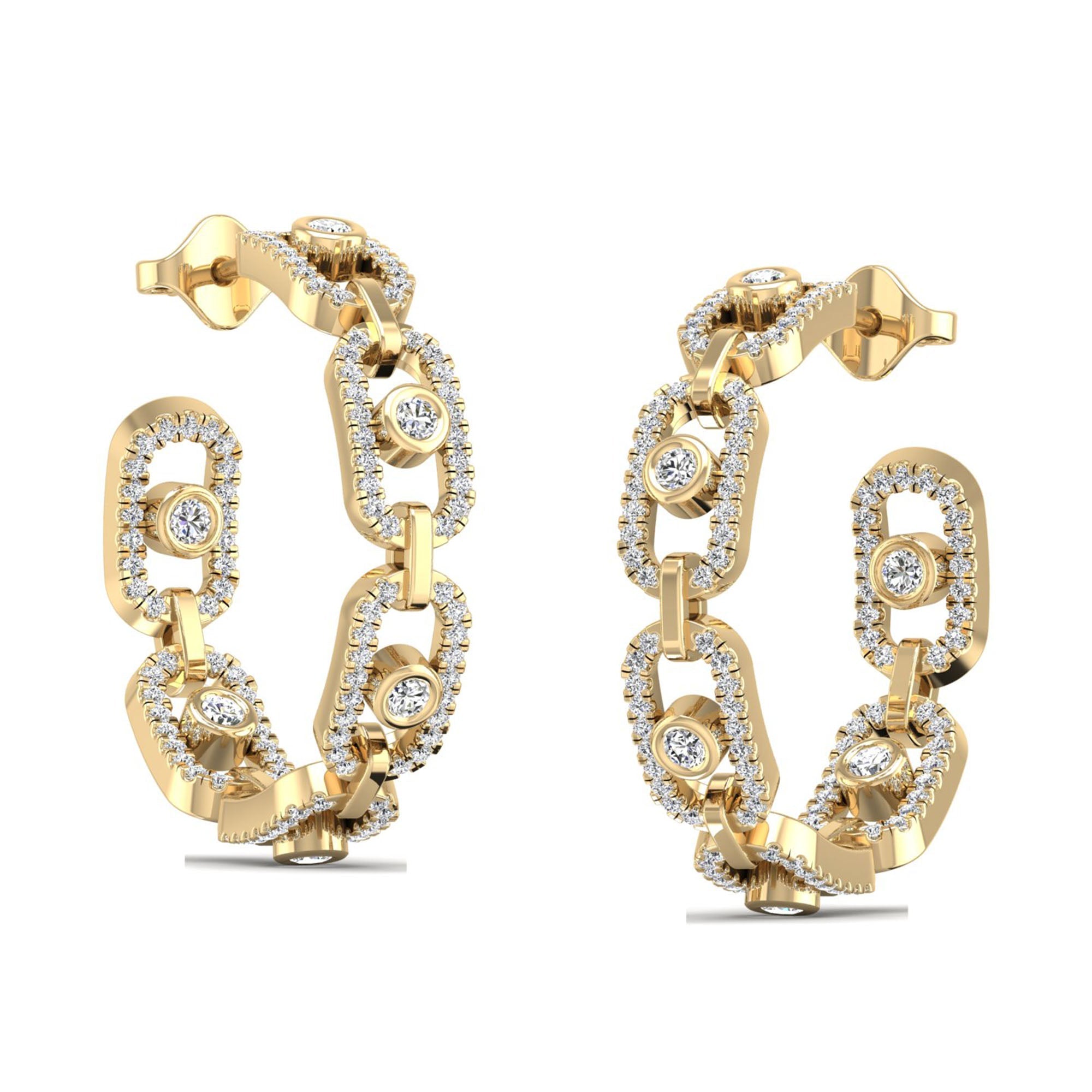 Paperclip Bezel Diamond Hoops