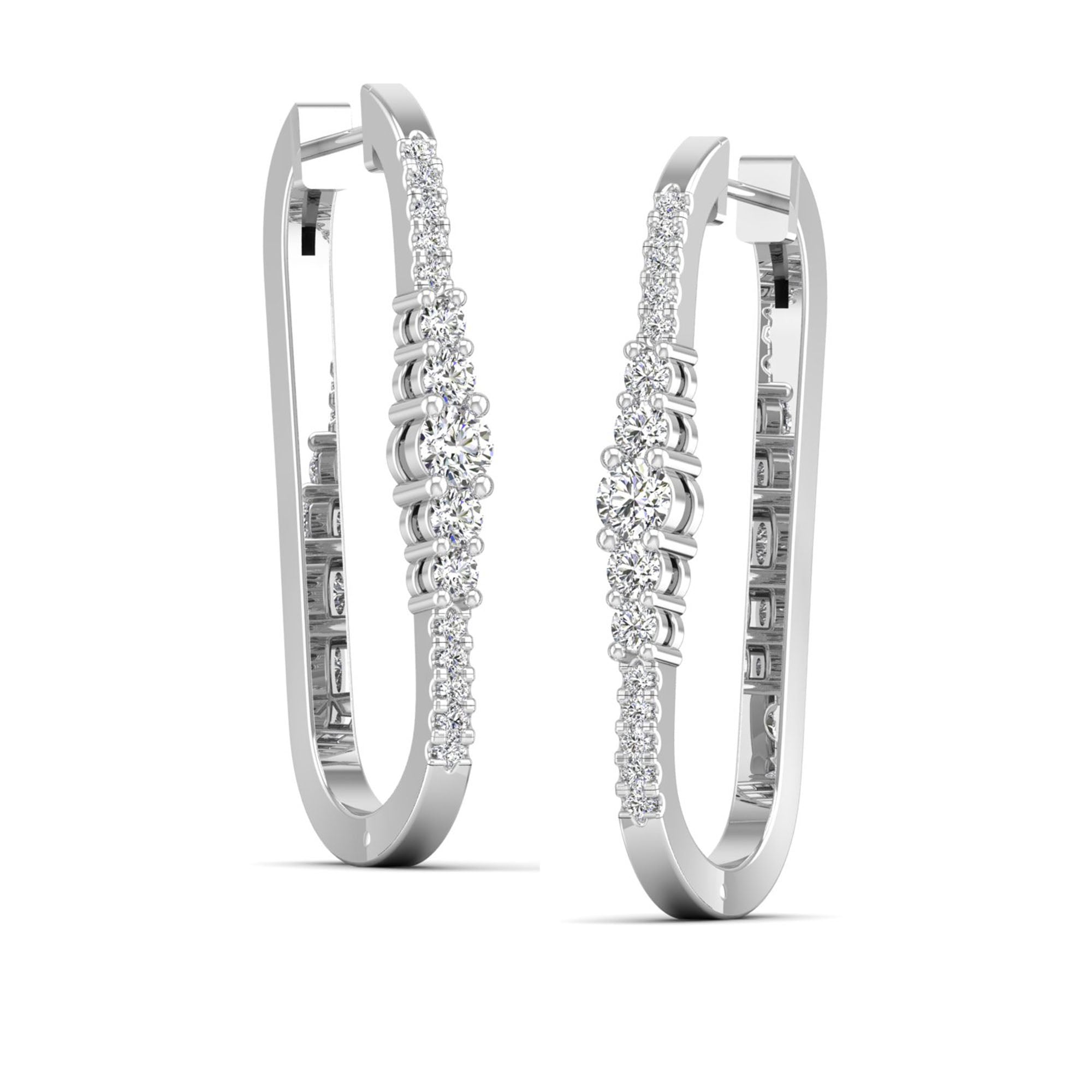 Multi Size Long Oval Hoop Diamond Earrings