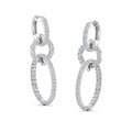 Oval Link Hoop-Drop Diamond Earrings