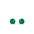 Classic Round Emerald Prong Stud Earrings