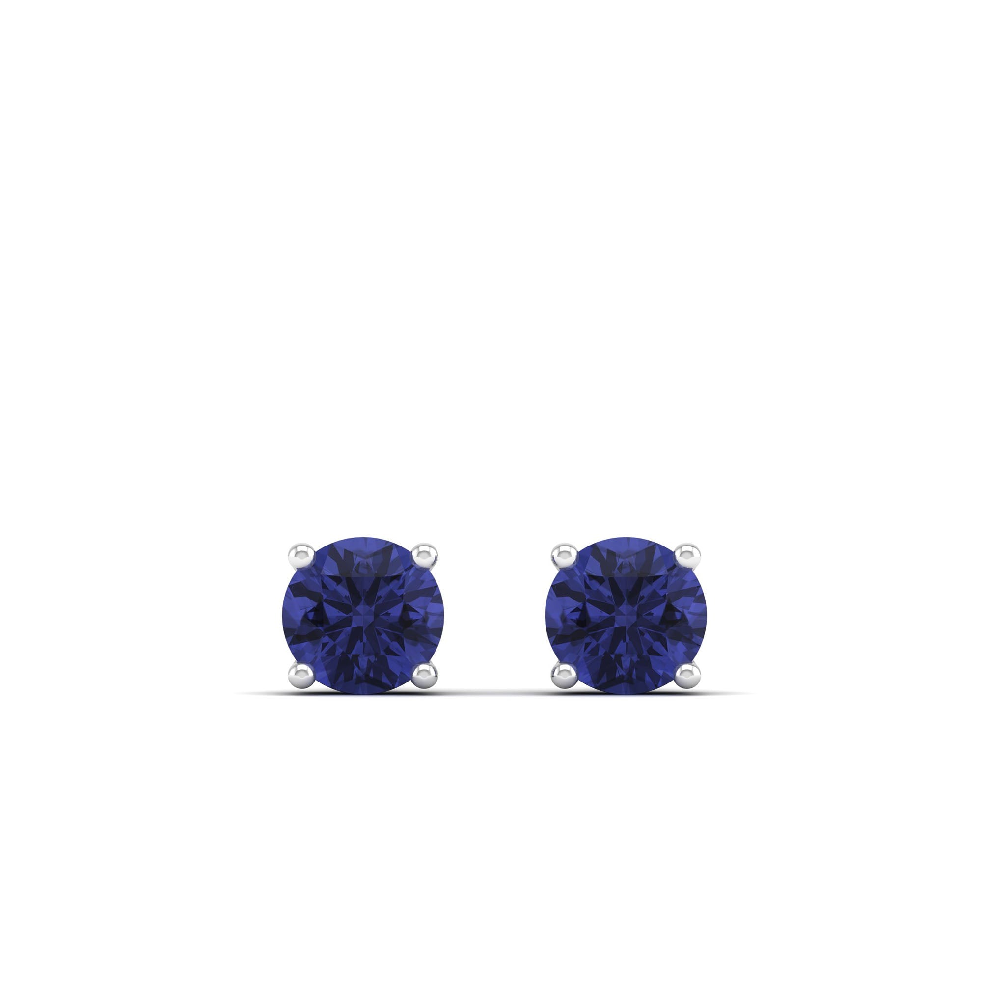 Classic Round Tanzanite Prong Stud Earrings