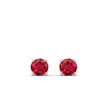 Classic Round Ruby Prong Stud Earrings