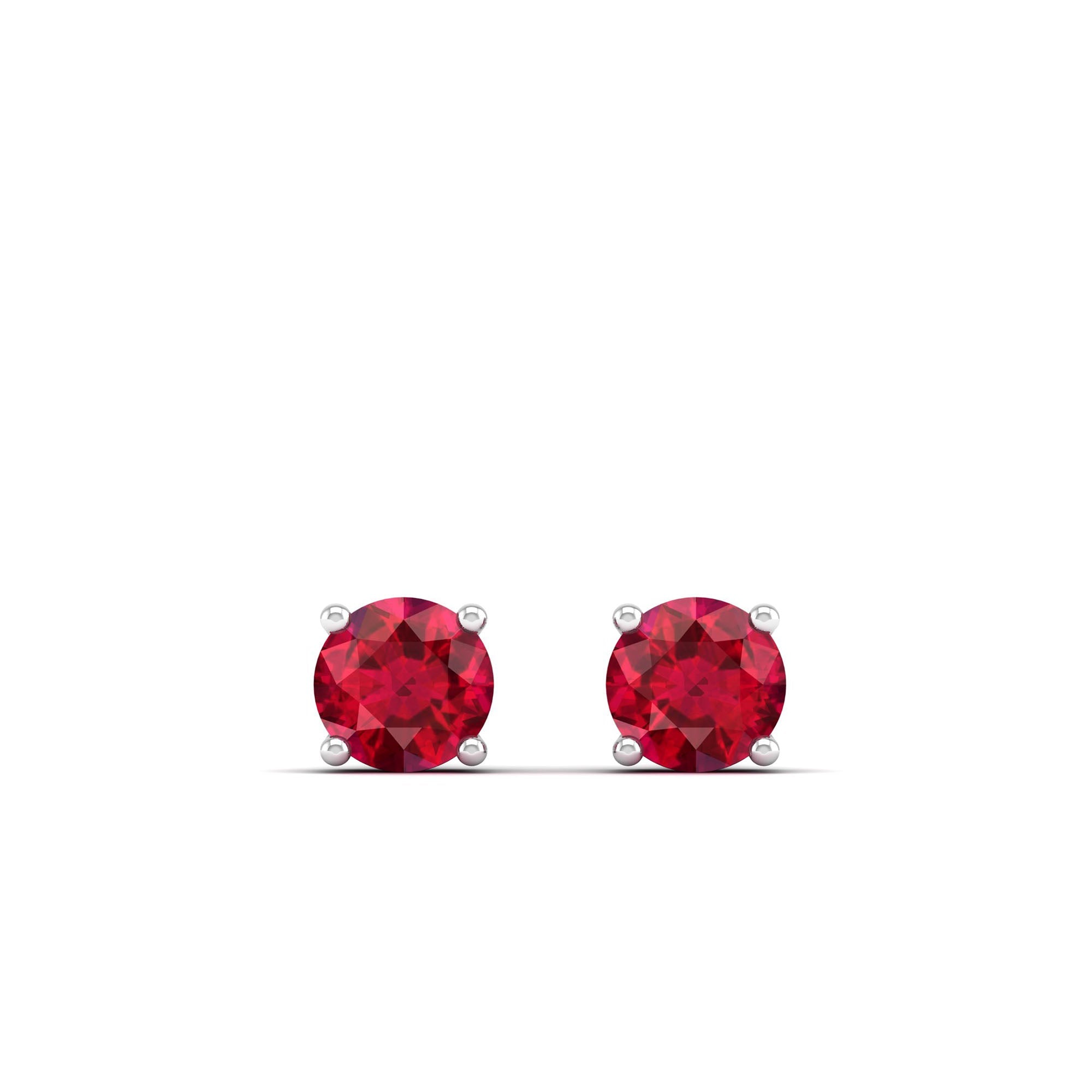 Classic Round Ruby Prong Stud Earrings