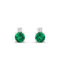 Classic Round Emerald and Diamond Stud Earrings