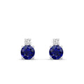 Classic Round Sapphire and Diamond Stud Earrings