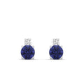 Classic Round Tanzanite and Diamond Stud Earrings