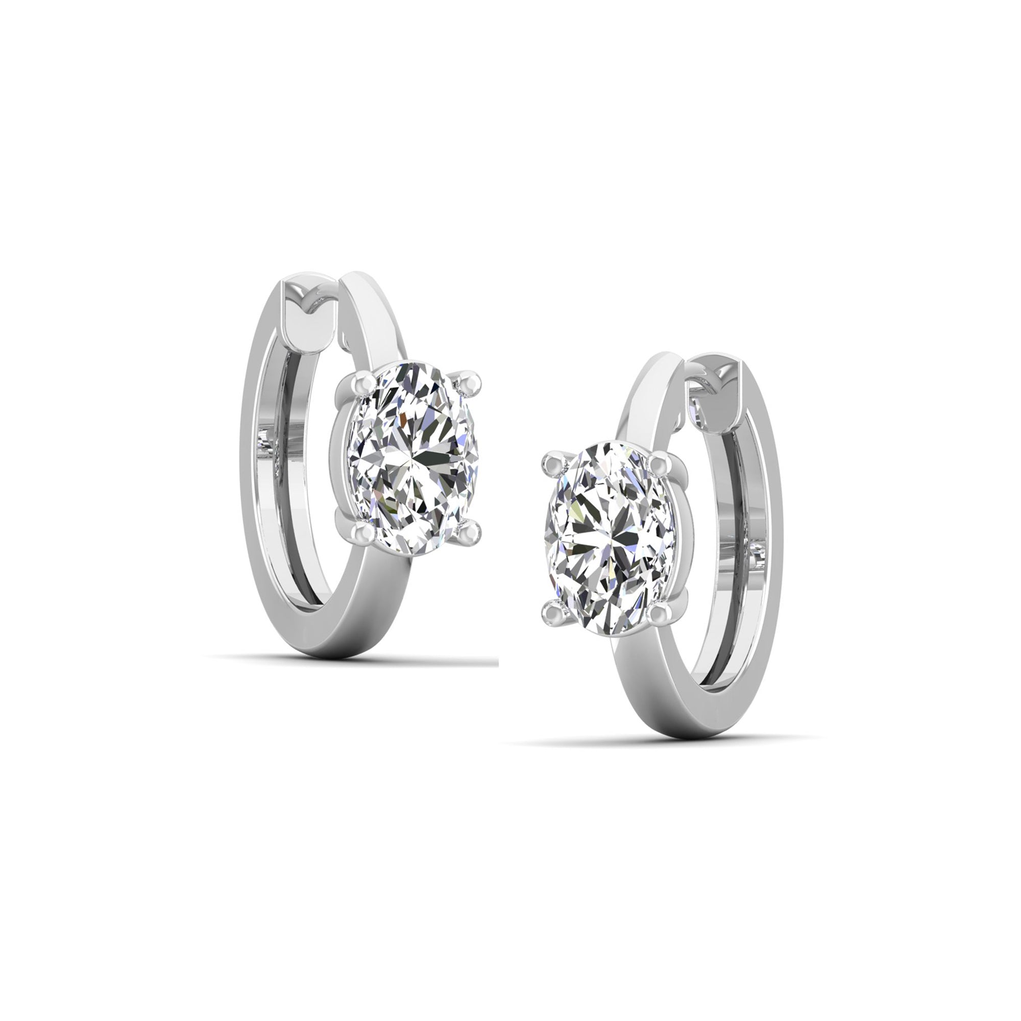 Oval Lab Diamond Huggie Hoop Earrings