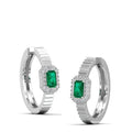 Emerald Cut Emerald and Inside-Out Diamond Hoops