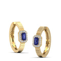 Emerald Tanzanite and Inside-Out Diamond Hoops