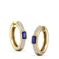 Emerald Bezel Tanzanite and Double Row Diamond Hoops