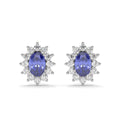 Oval Tanzanite and Lab Diamond Stud Earrings