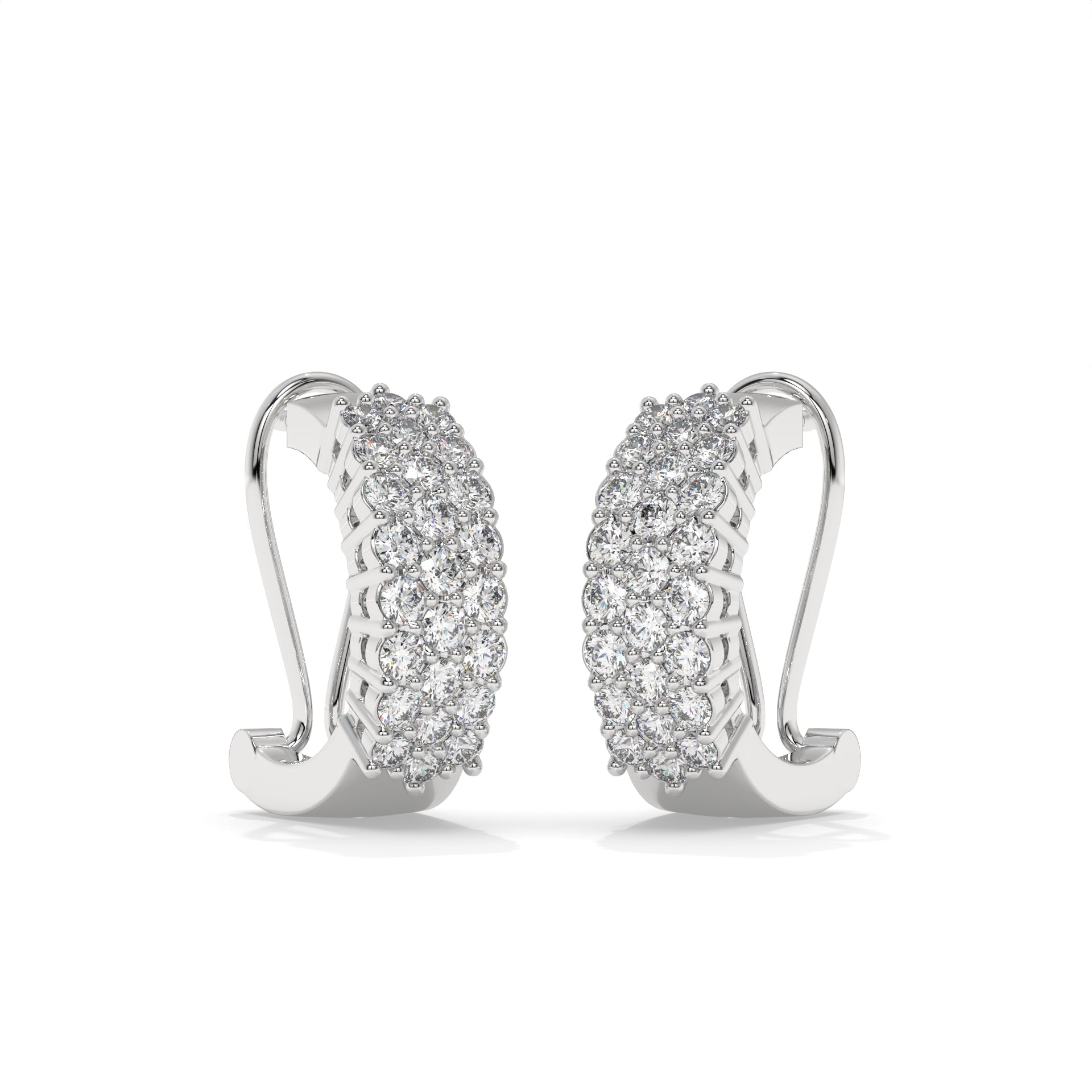 Triple Row Lab Diamond Lever Back Earrings