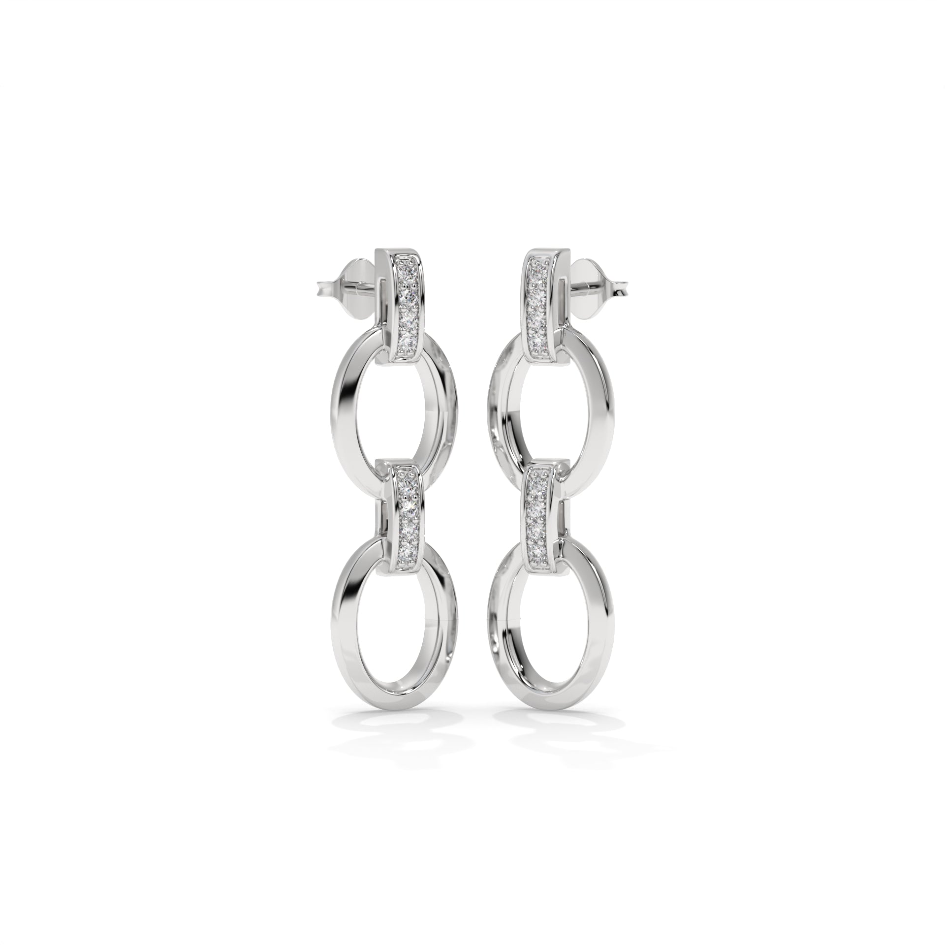 Oval Link Lab Diamond Dangle Earrings