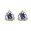Trillion Tanzanite and Diamond Halo Earrings