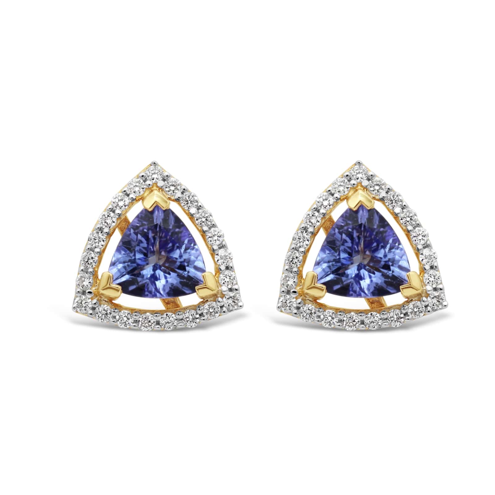 Trillion Tanzanite and Diamond Halo Earrings