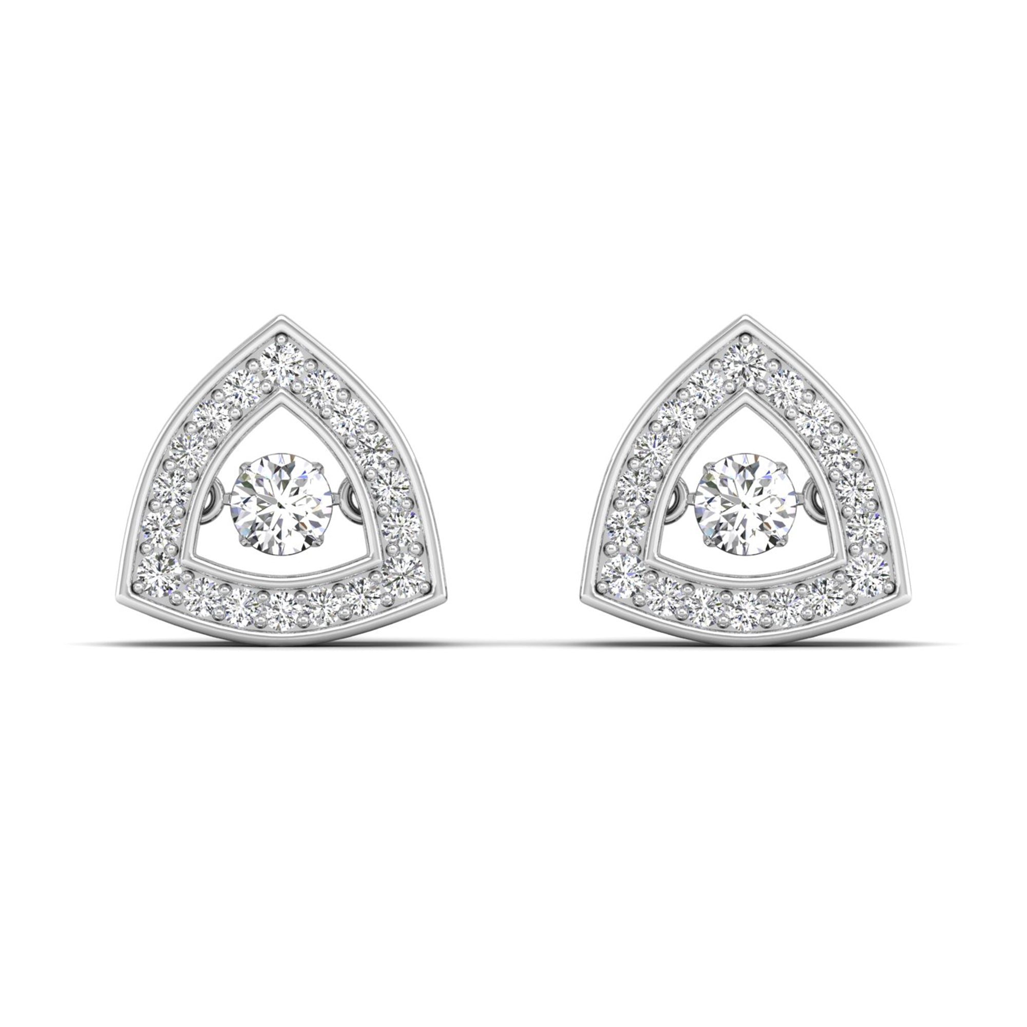 Triangle Halo Dancing Diamond Stud Earrings