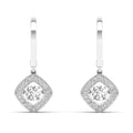 Cushion Cut Halo Dancing Diamond Dangle Earrings